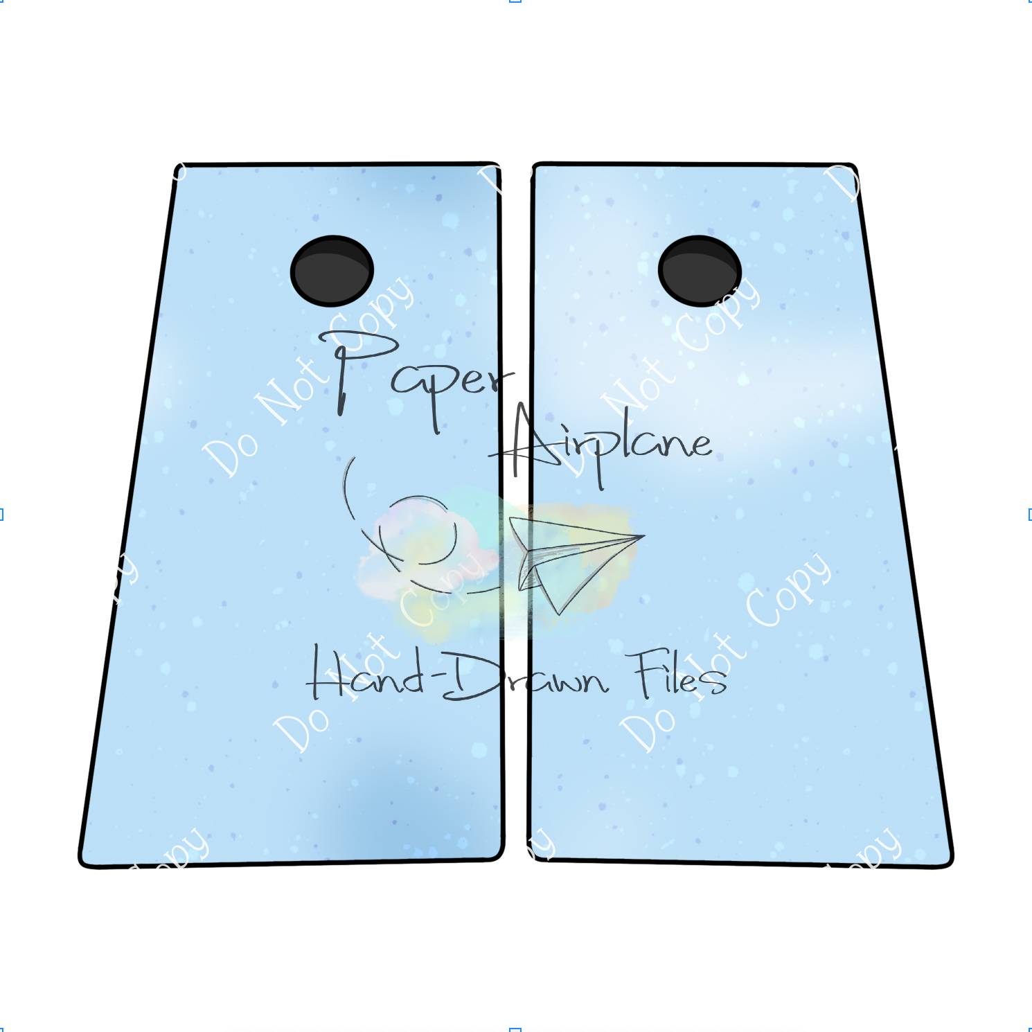 Cornhole Boards Mockup (Standard Size) – Paper Airplane Hand-Drawn Files