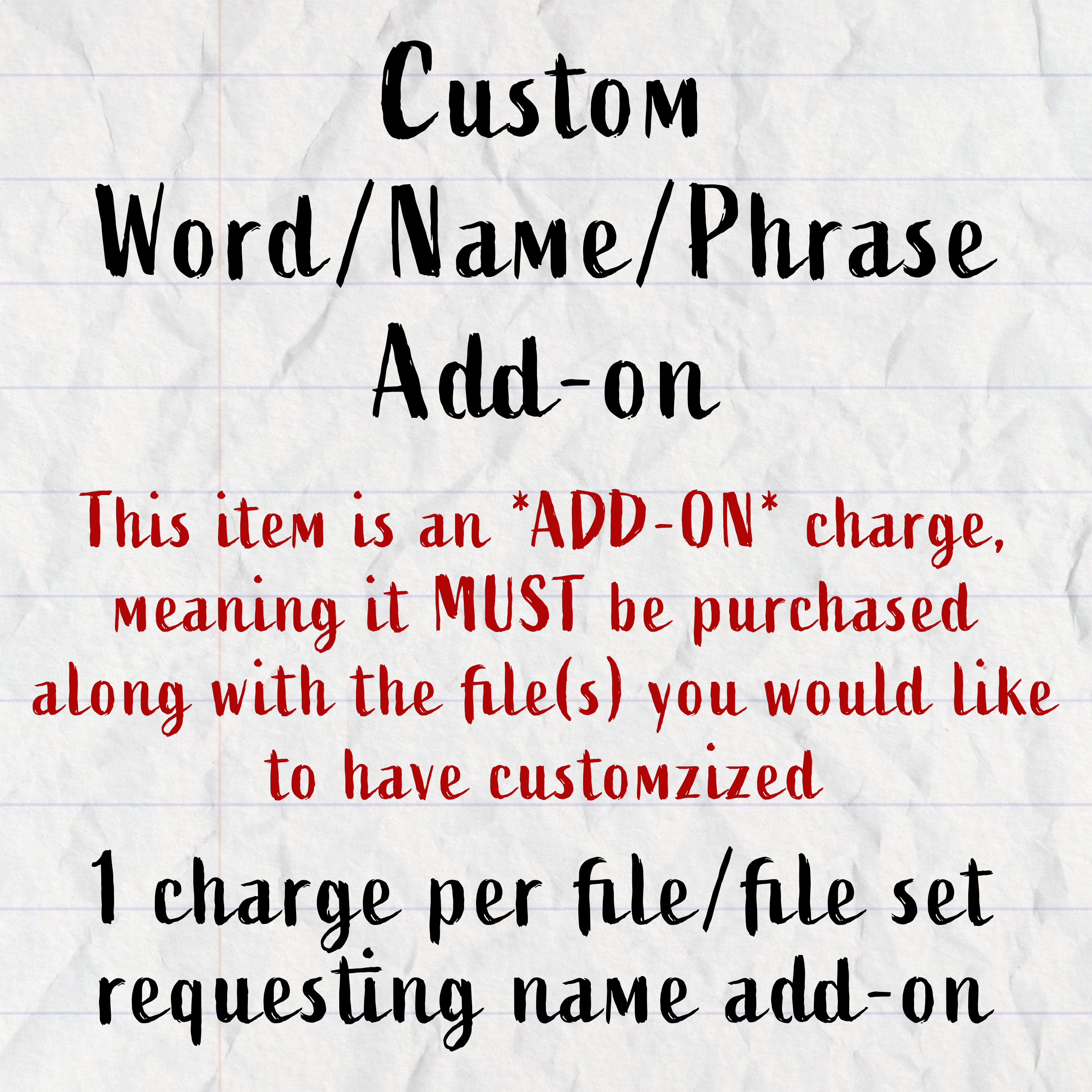 Custom Full Word *Custom Word/Name/Phrase Add On* – Paper Airplane Hand-Drawn Files