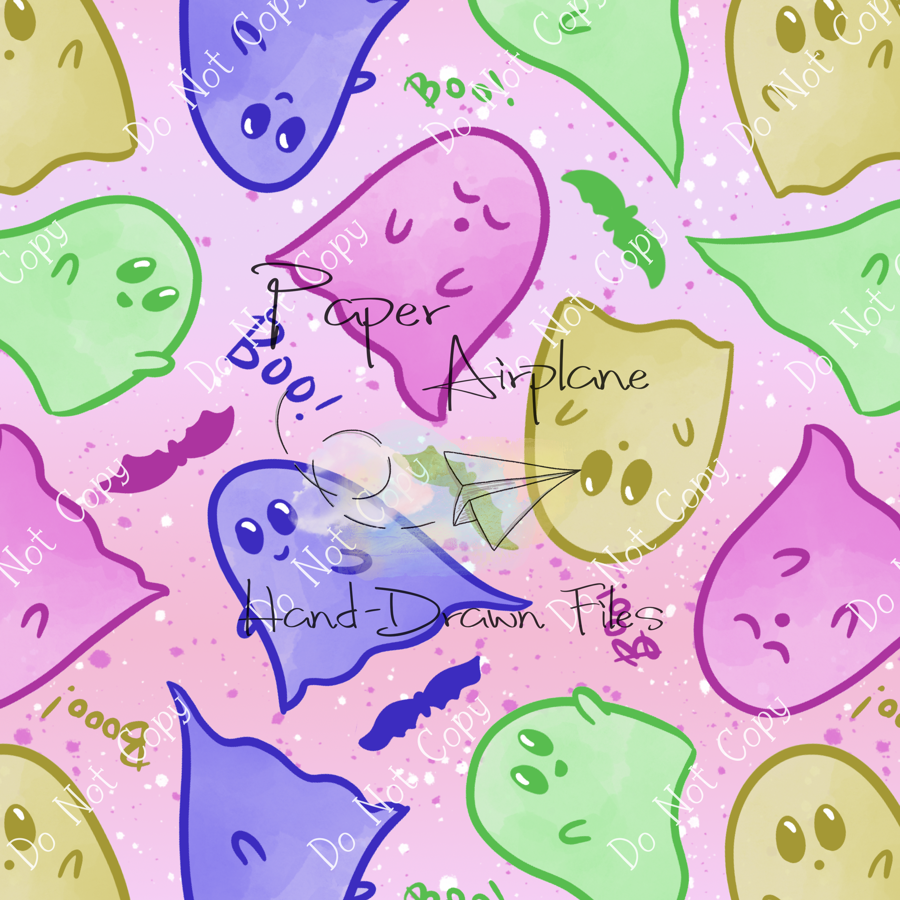 Cute Ghosts (Spring) – Paper Airplane Hand-Drawn Files
