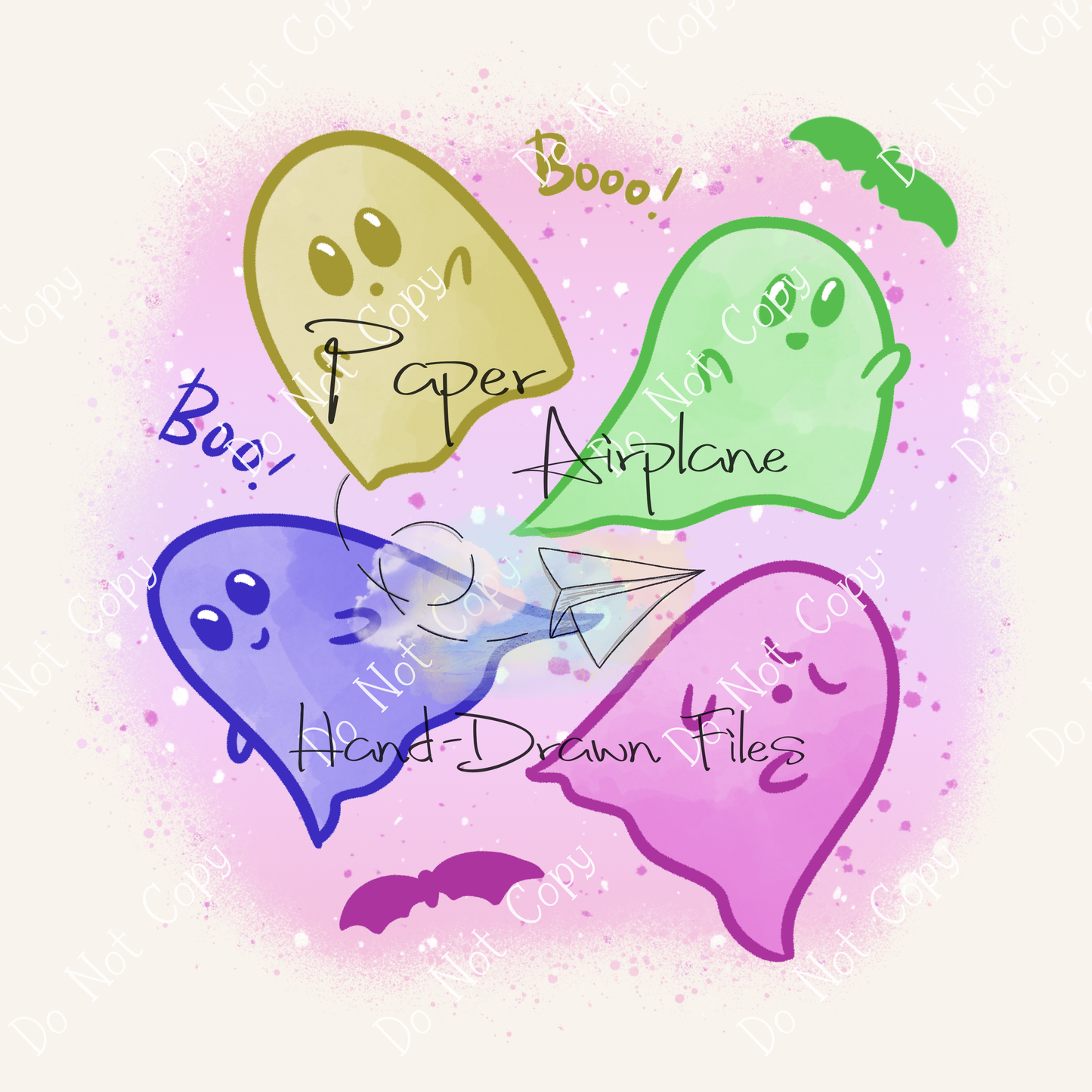 Cute Ghosts (Spring) – Paper Airplane Hand-Drawn Files