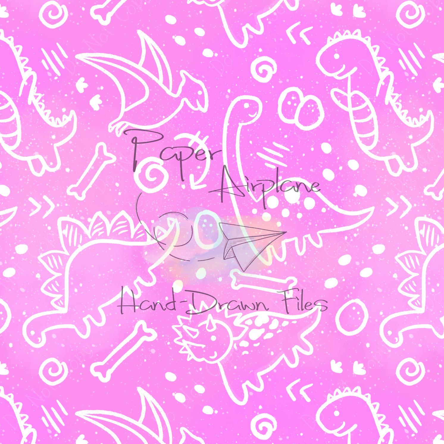 Dino Drawings (Pink) – Paper Airplane Hand-Drawn Files