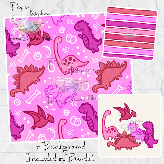 Dino Drawings (Pink)