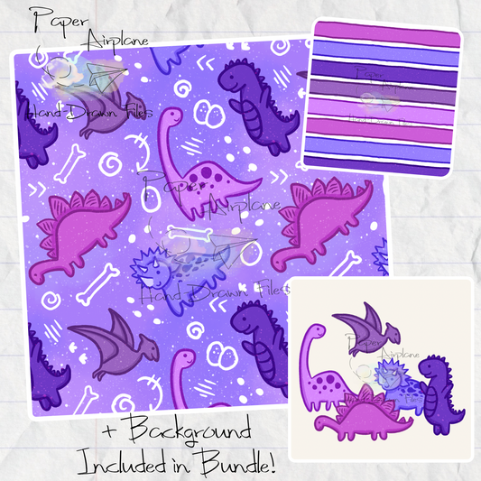 Dino Drawings (Purple)