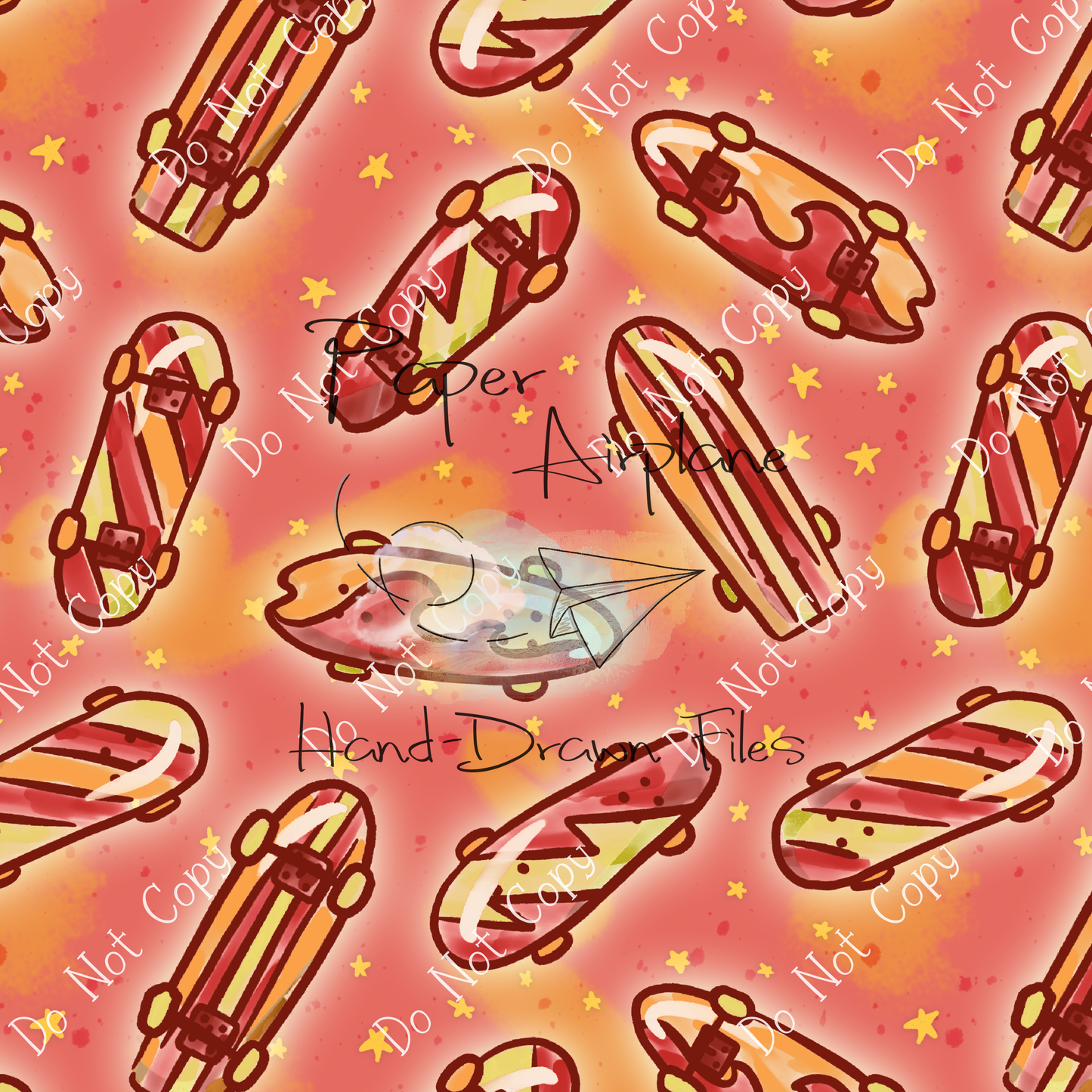 Skateboards (Fiery) Paper Airplane HandDrawn Files