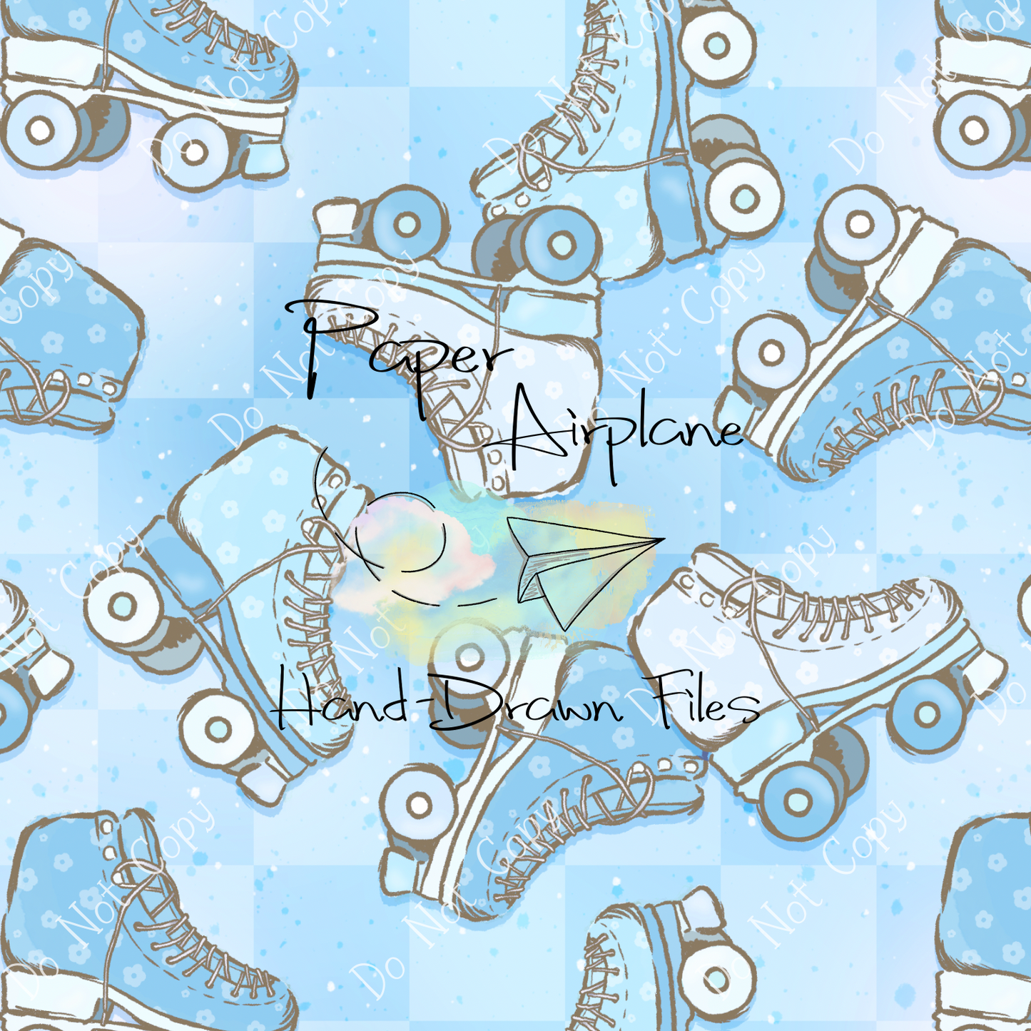 Roller Skates (Blue Flowers)