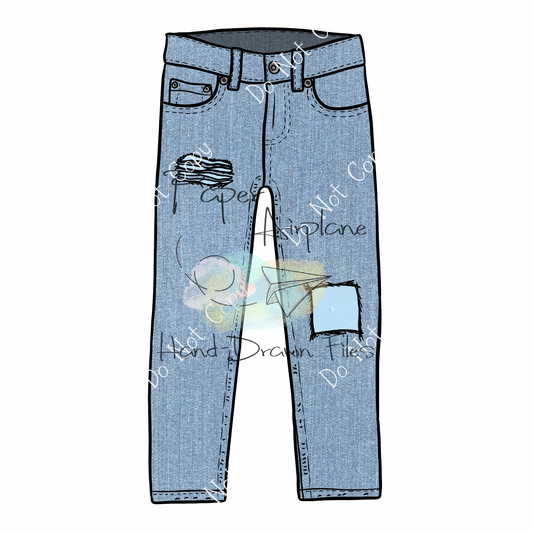 Pants Mockup (Distressed Jeans Light Wash Denim)