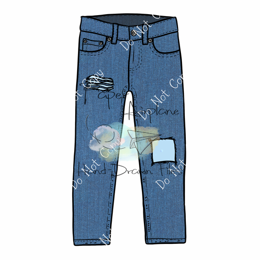 Pants Mockup (Distressed Jeans Medium Wash Denim)