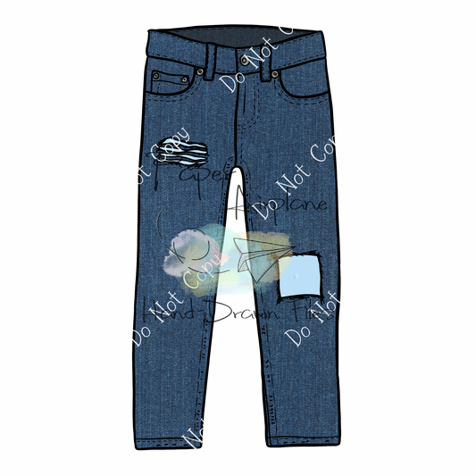 Pants Mockup (Distressed Jeans Dark Wash Denim)