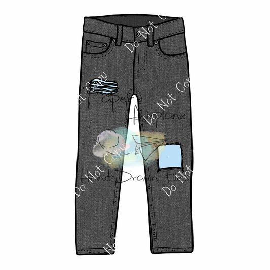 Pants Mockup (Distressed Jeans Black Denim)