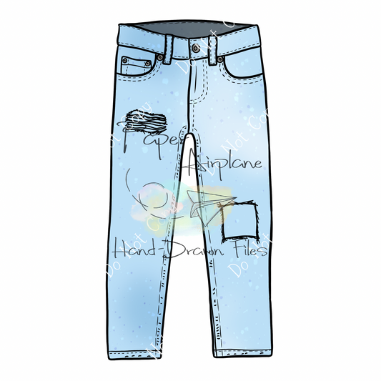 Pants Mockup (Distressed Jeans Blank & Light Blue)