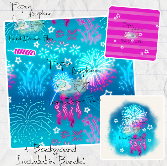 Fireworks (Teal and Pink)