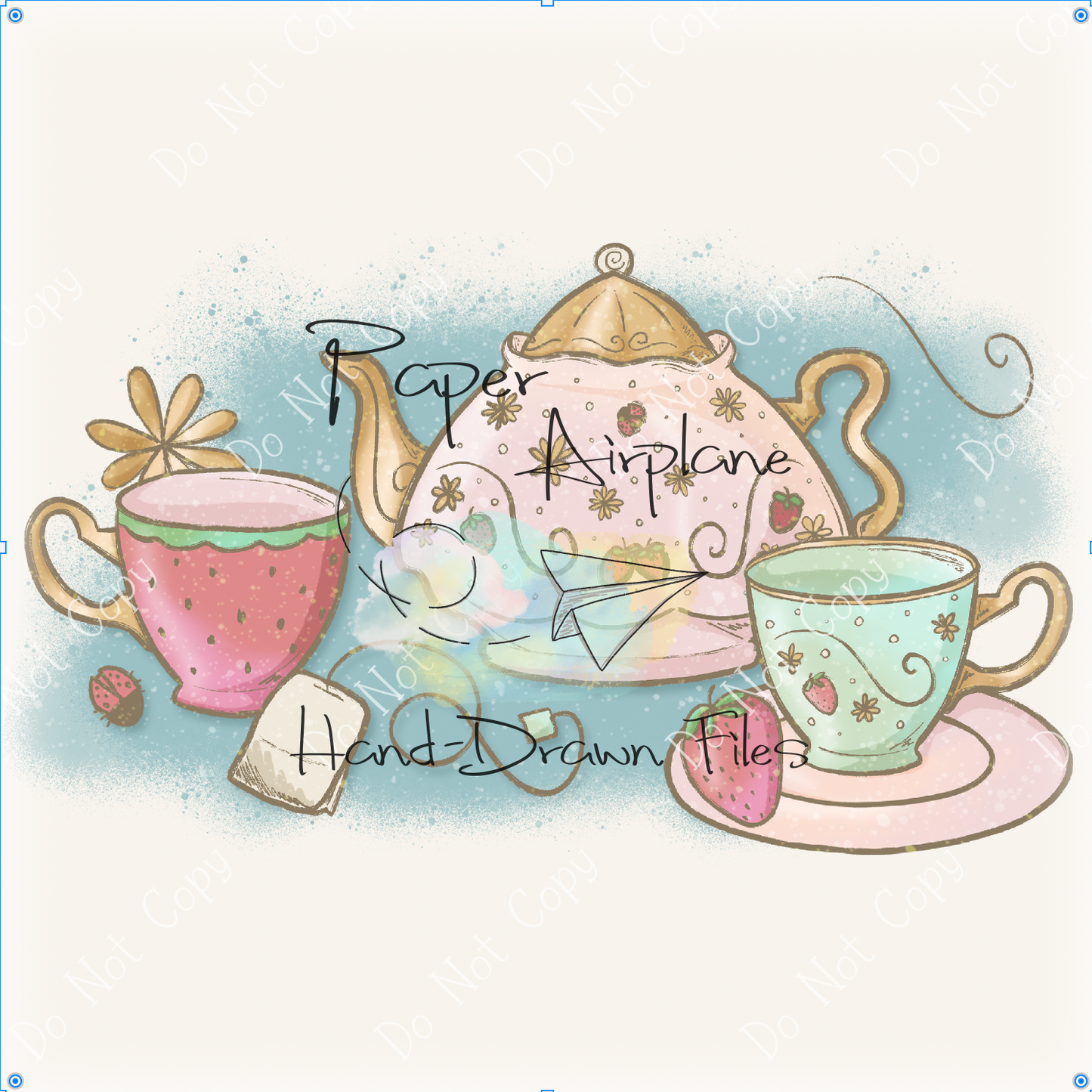 Strawberry Tea Party (Teal)