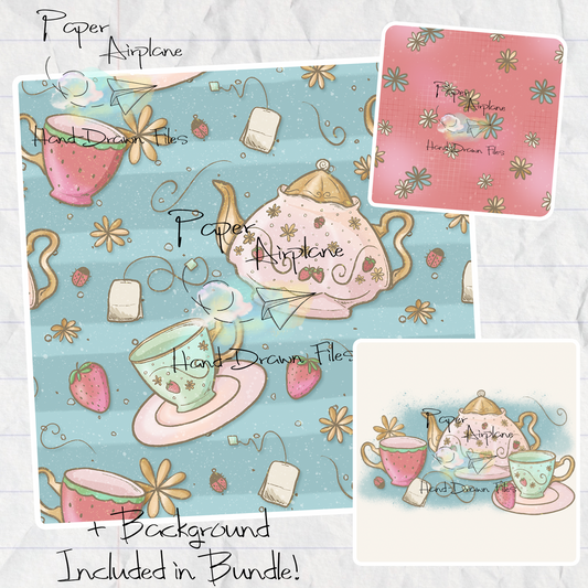 Strawberry Tea Party (Teal)