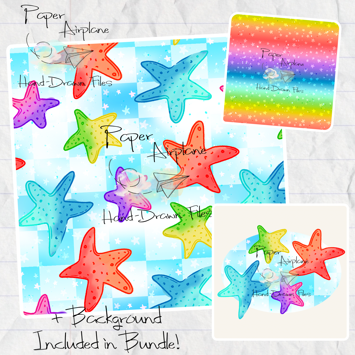 Starfish (Rainbow) – Paper Airplane Hand-Drawn Files