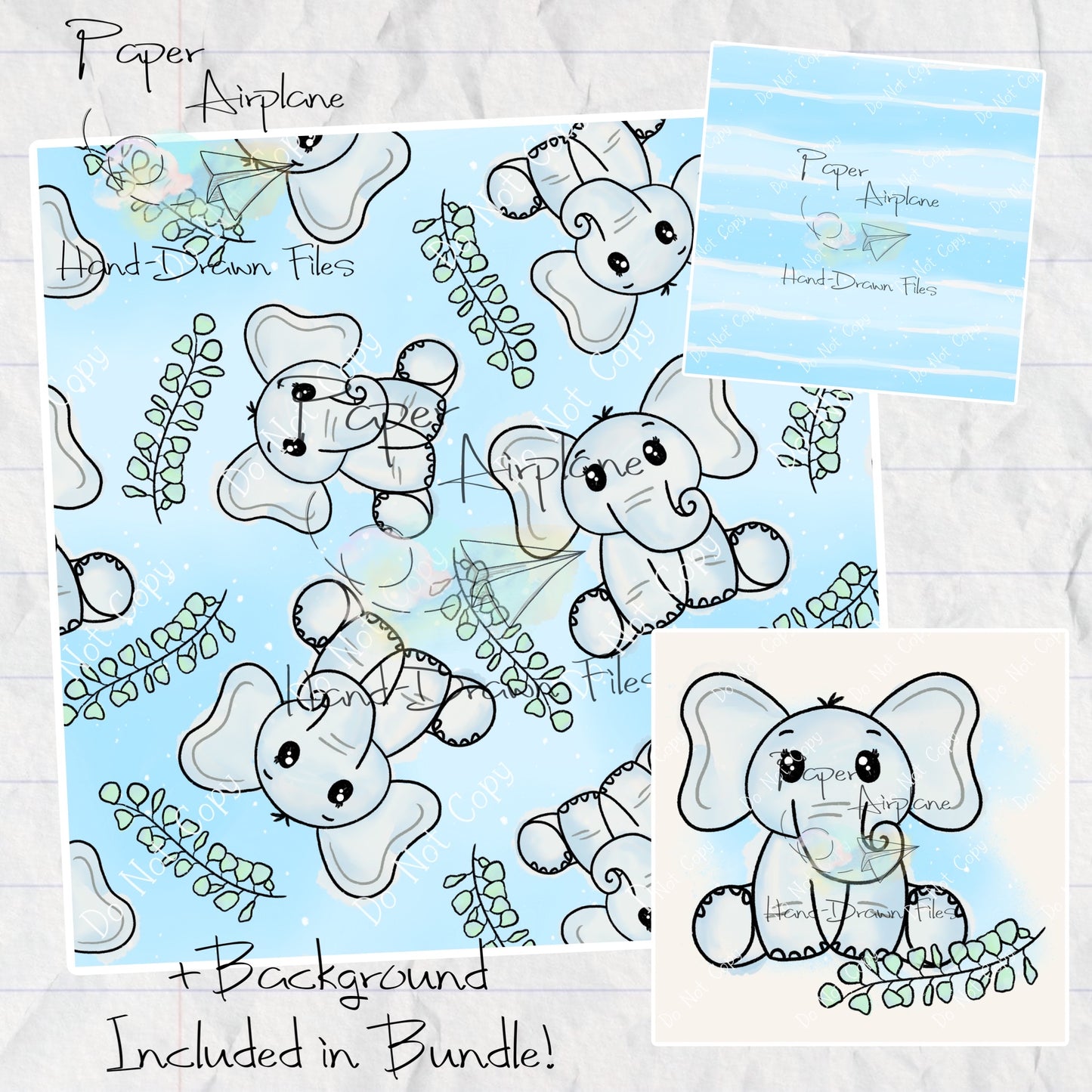 Elephants and Eucalyptus (Blue)