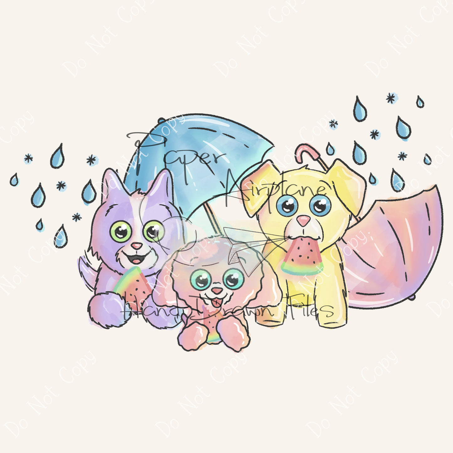 Rainy Watermelon Pups (Cotton Candy)