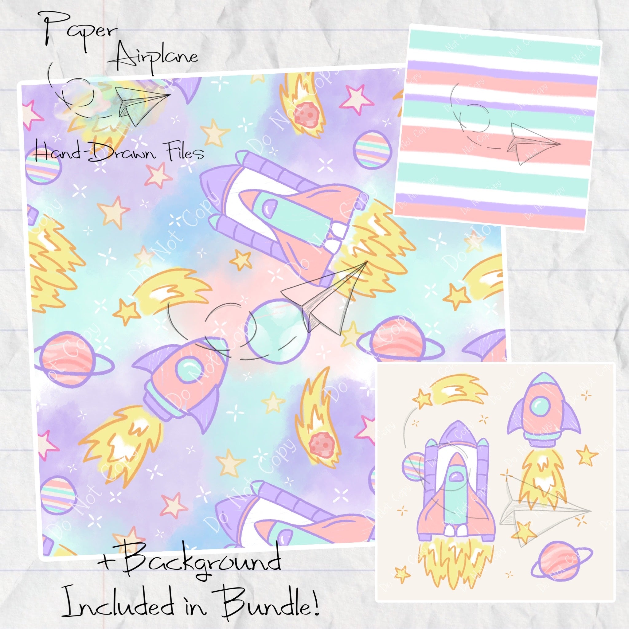Rocket Ships (Pink) – Paper Airplane Hand-Drawn Files