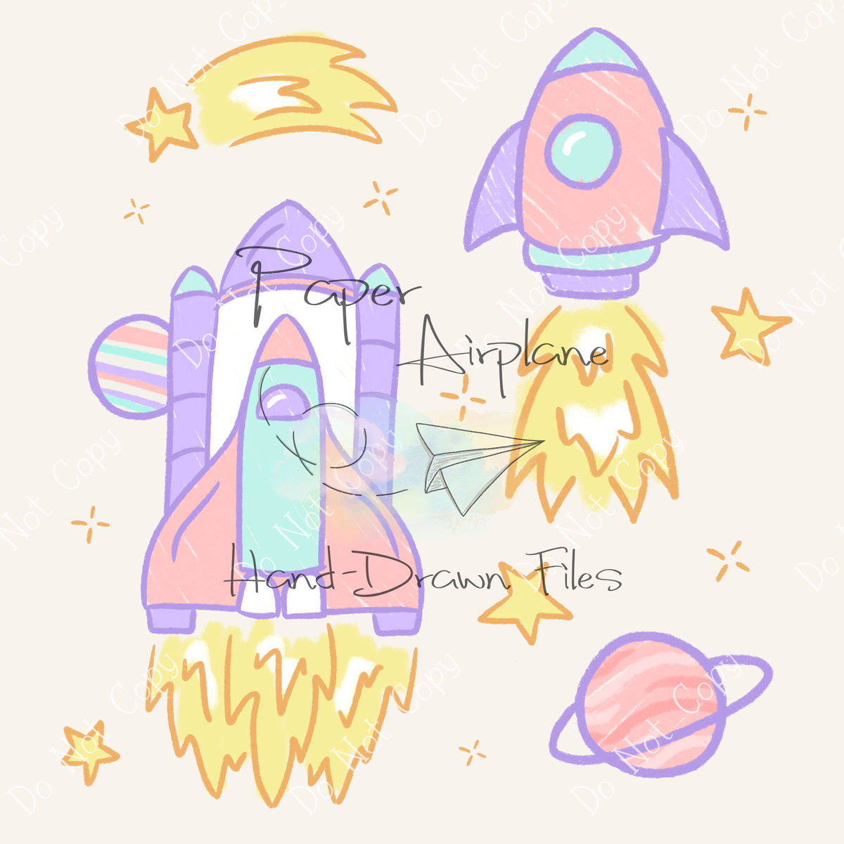 Paper Rockets Pink Rocket Ships (Pink) – Paper Airplane Hand-Drawn Files