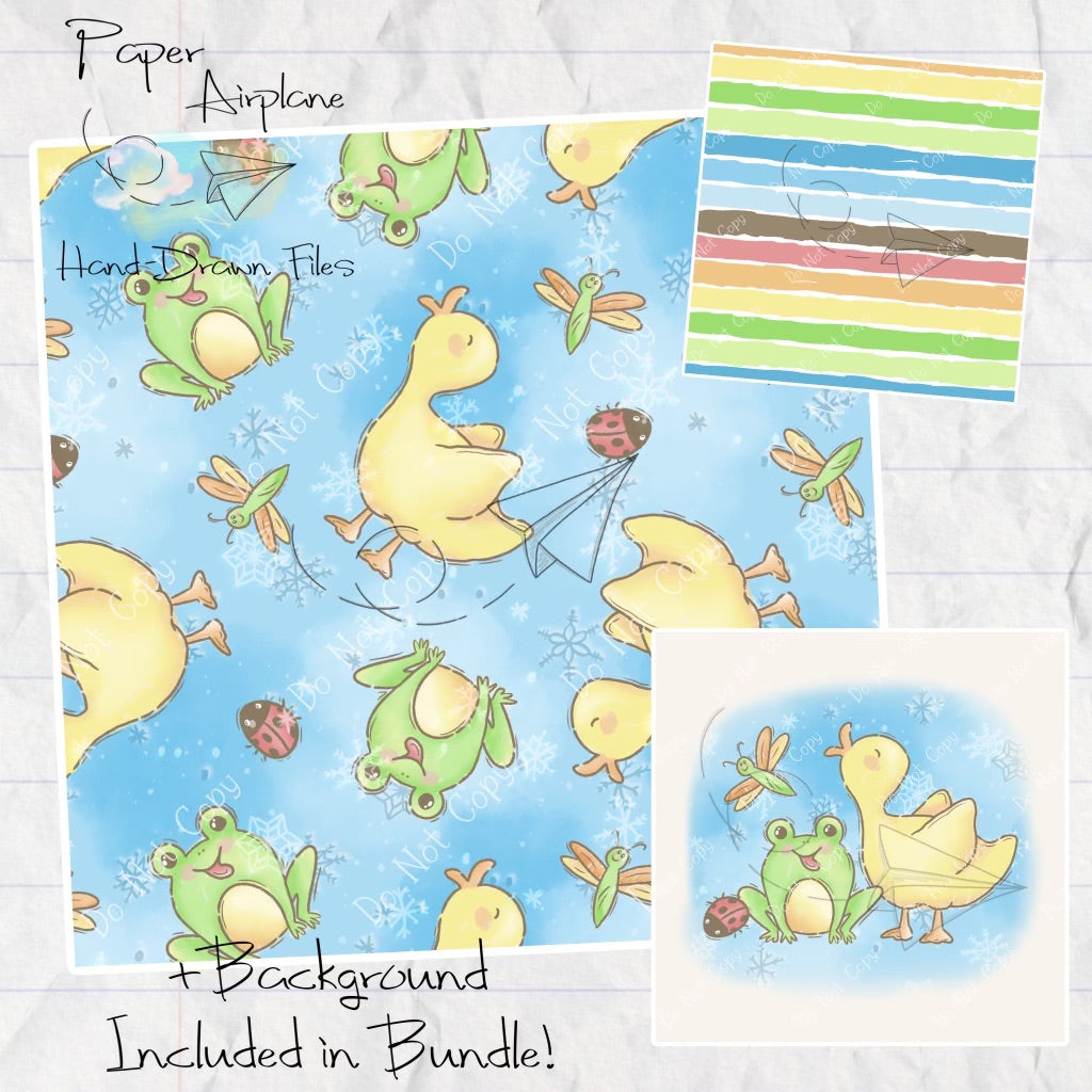 Spring Pals (Snowy Blue) – Paper Airplane Hand-Drawn Files