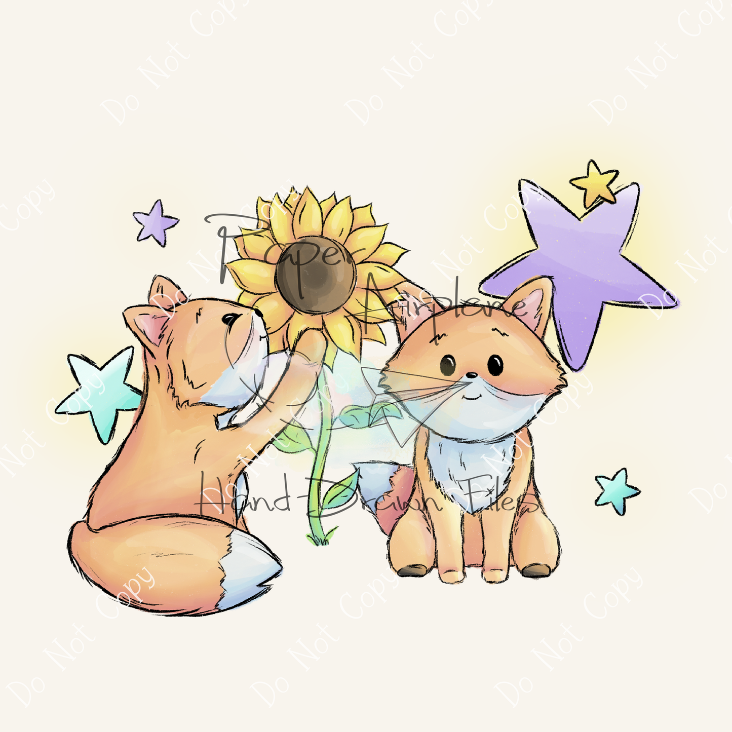 Starry Sunflower Foxes (Original)