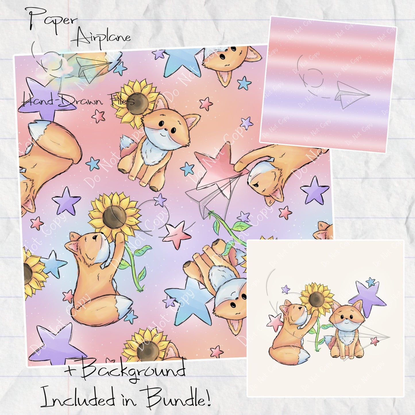 Starry Sunflower Foxes (Pink)