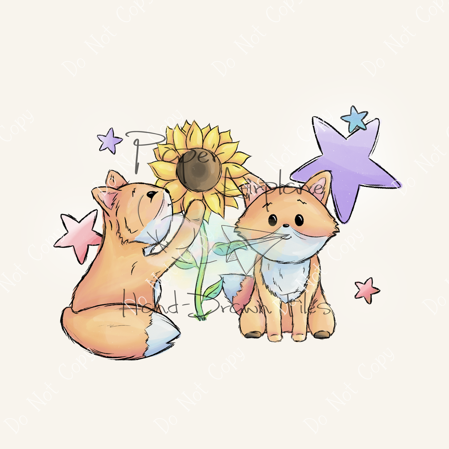 Starry Sunflower Foxes (Pink)